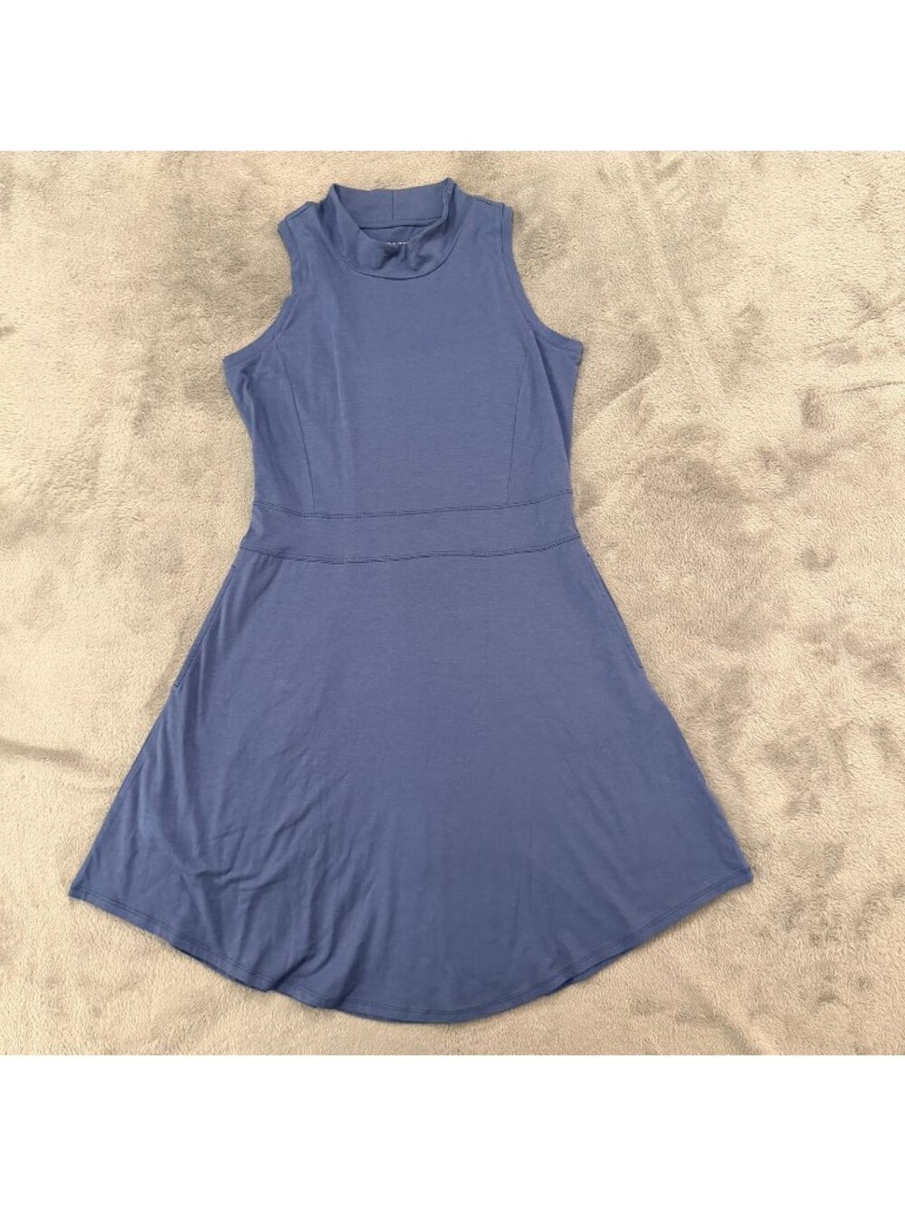 Toad & Co Summerdance Mock Neck Sleeveless Dress Blue Cotton Modal MEDIUM